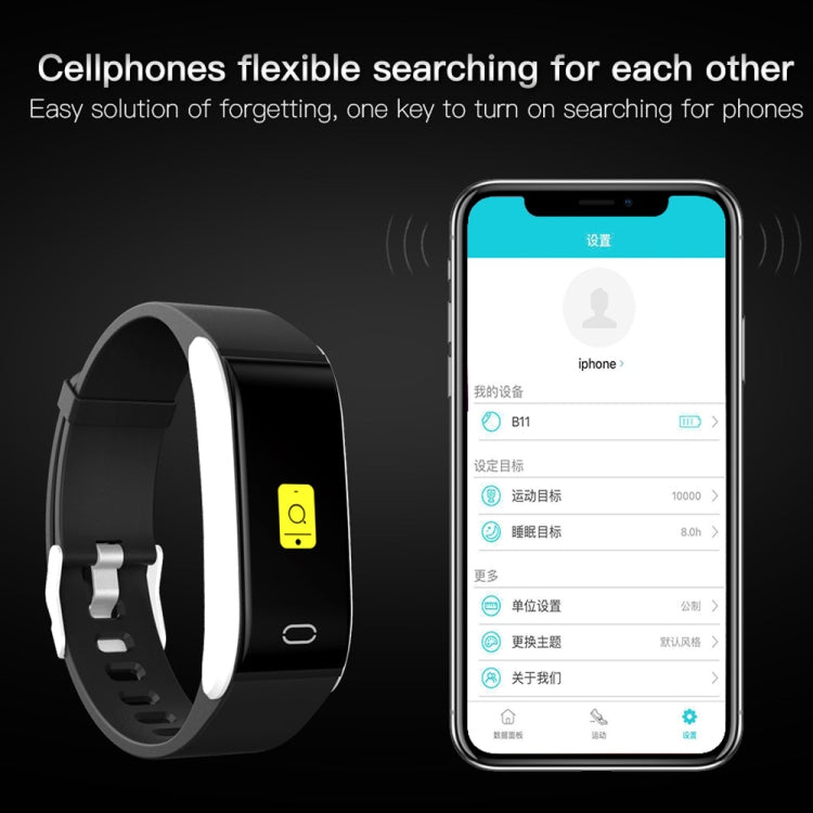 Bracelet intelligent B11 avec écran couleur IPS de 0,96 pouces, étanche IP67, prise en charge du rappel d'appel/surveillance de la fréquence cardiaque/surveillance de la pression artérielle/surveillance du sommeil/rappel de sédentarité