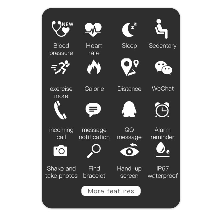 KY108 1,3 pouces Résolution 240x240 Bracelet intelligent IP67 étanche, rappel d'appel de soutien / surveillance de la fréquence cardiaque / surveillance du sommeil / surveillance de la pression artérielle / surveillance de l'oxygène dans le sang