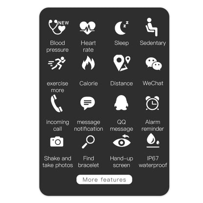 KY108 1,3 pouces Résolution 240x240 Bracelet intelligent IP67 étanche, rappel d'appel de soutien / surveillance de la fréquence cardiaque / surveillance du sommeil / surveillance de la pression artérielle / surveillance de l'oxygène dans le sang