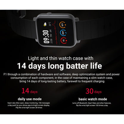 SMA-F1 Montre de sport intelligente étanche IP68 à écran tactile TFT de 1,3 pouces, prise en charge de la fréquence cardiaque dynamique, de la pression artérielle et de la détection du sommeil / Bluetooth / réveil / contrôle photo, SMA-F1