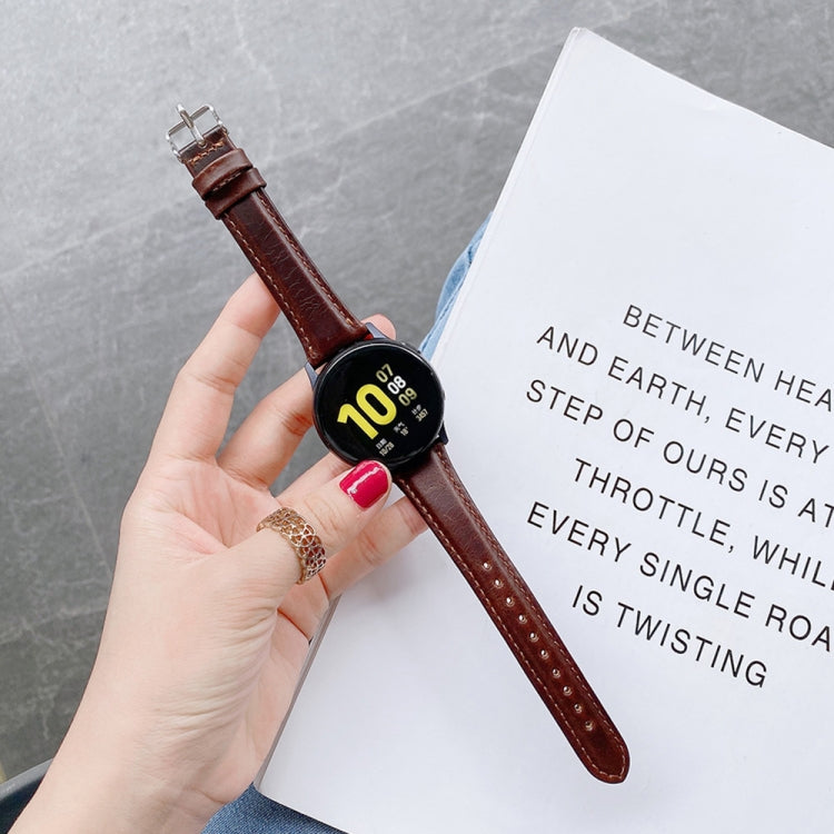 Pour Samsung Galaxy Watch 20mm montre intelligente universelle Double face en cuir petit bracelet de montre, 20mm