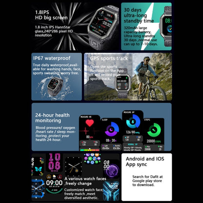 Montre intelligente de sport podomètre étanche KR06, prise en charge de la fréquence cardiaque/surveillance de la pression artérielle/appel BT