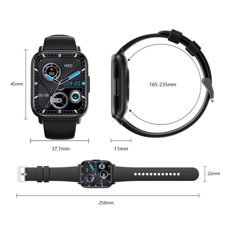 Montre intelligente étanche DM60 de 1,83 pouces, prend en charge la surveillance de la température corporelle/fréquence cardiaque/oxygène sanguin/surveillance de la pression artérielle