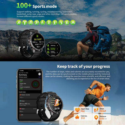 Montre intelligente étanche HAMTOD GT45 1,6 pouces, prise en charge des appels Bluetooth/fréquence cardiaque/surveillance de l'oxygène sanguin