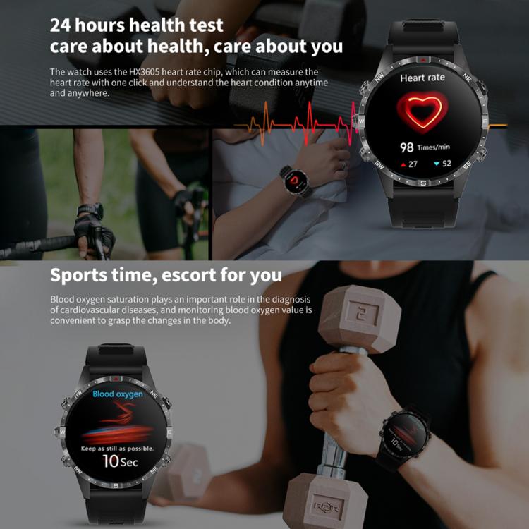 Montre intelligente étanche HAMTOD GT45 1,6 pouces, prise en charge des appels Bluetooth/fréquence cardiaque/surveillance de l'oxygène sanguin