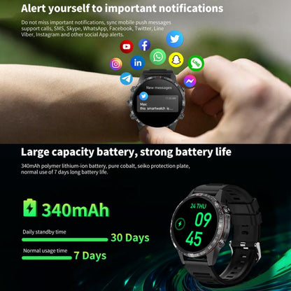 Montre intelligente étanche HAMTOD GT45 1,6 pouces, prise en charge des appels Bluetooth/fréquence cardiaque/surveillance de l'oxygène sanguin