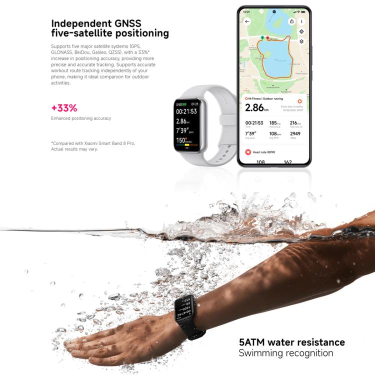 Montre connectée Xiaomi Smart Band 9 Pro d'origine, écran AMOLED 1,74 pouce, étanche 5 ATM, prise en charge du suivi de l'oxygène dans le sang et de la fréquence cardiaque, Smart Band 9 Pro Global Silver