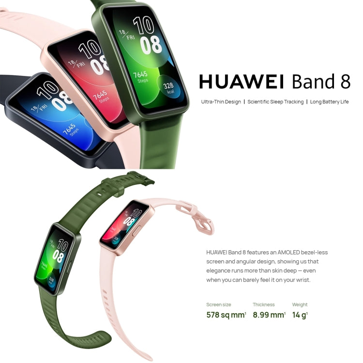 Montre intelligente AMOLED HUAWEI Band 8 Standard 1,47 pouces, prend en charge la fréquence cardiaque / la pression artérielle / l'oxygène sanguin / la surveillance du sommeil, HUAWEI Band 8 Standard