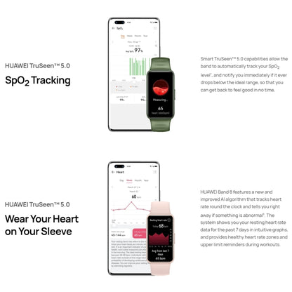 Montre intelligente AMOLED HUAWEI Band 8 Standard 1,47 pouces, prend en charge la fréquence cardiaque / la pression artérielle / l'oxygène sanguin / la surveillance du sommeil, HUAWEI Band 8 Standard