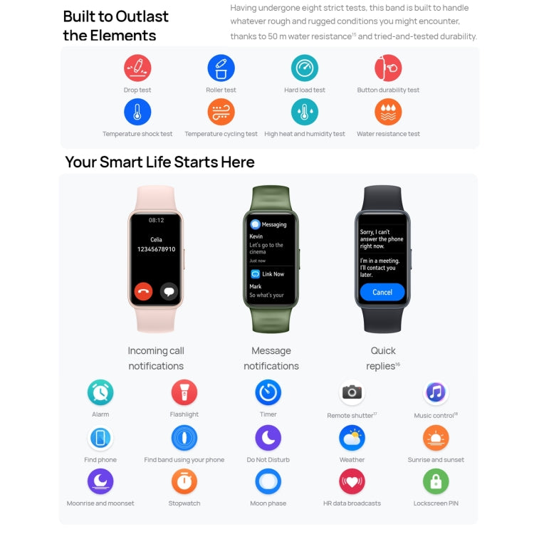 Montre intelligente AMOLED HUAWEI Band 8 Standard 1,47 pouces, prend en charge la fréquence cardiaque / la pression artérielle / l'oxygène sanguin / la surveillance du sommeil, HUAWEI Band 8 Standard