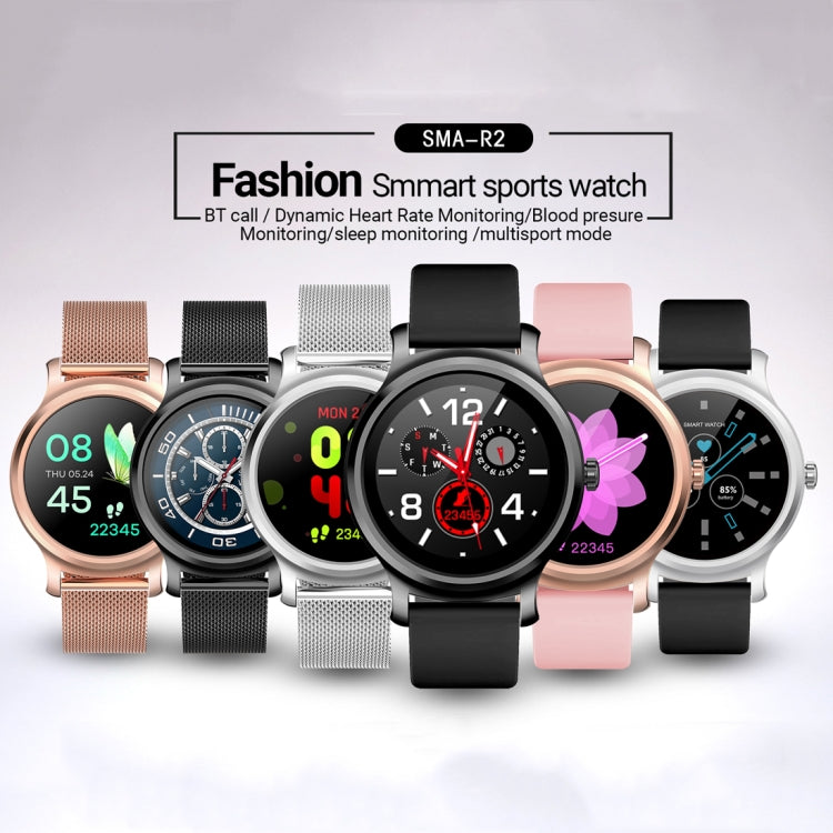 SMA-R2 Montre intelligente à écran IPS de 1,3 pouces, étanche IP65, prise en charge des appels/rappel de message/Bluetooth bimode 3.0 + 4.0/surveillance du sommeil/rappel de sédentarité (bracelet en silicone or rose)