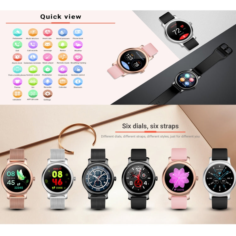SMA-R2 Montre intelligente à écran IPS de 1,3 pouces, étanche IP65, prise en charge des appels/rappel de message/Bluetooth bimode 3.0 + 4.0/surveillance du sommeil/rappel de sédentarité (bracelet en silicone or rose)