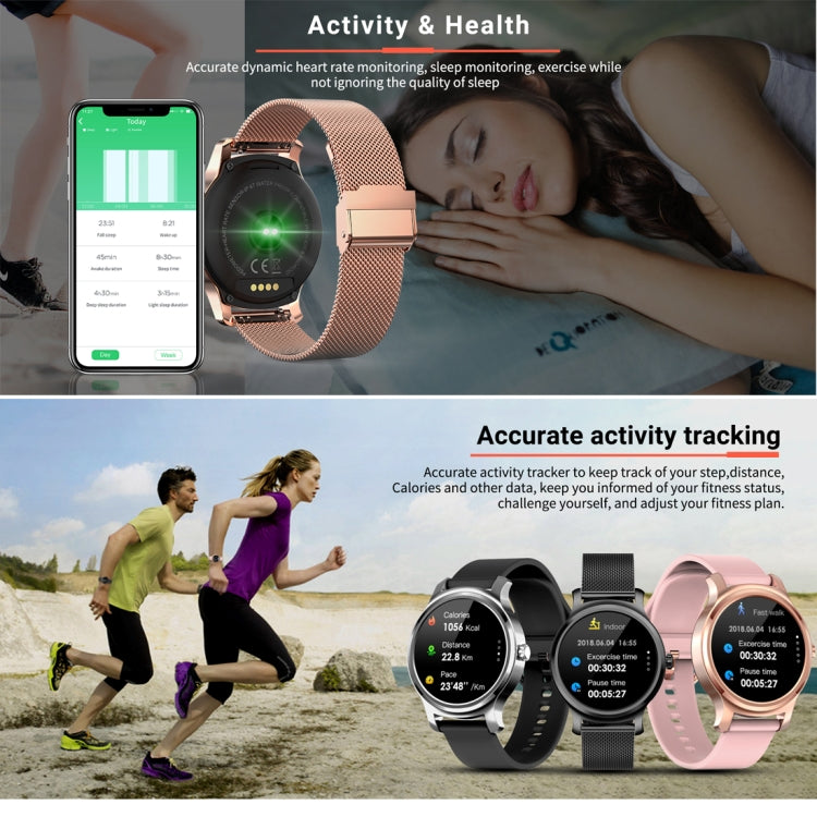 SMA-R2 Montre intelligente à écran IPS de 1,3 pouces, étanche IP65, prise en charge des appels/rappel de message/Bluetooth bimode 3.0 + 4.0/surveillance du sommeil/rappel de sédentarité (bracelet en silicone or rose)