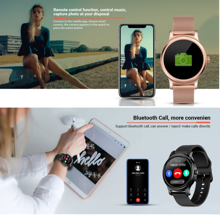 SMA-R2 Montre intelligente à écran IPS de 1,3 pouces, étanche IP65, prise en charge des appels/rappel de message/Bluetooth bimode 3.0 + 4.0/surveillance du sommeil/rappel de sédentarité (bracelet en silicone or rose)