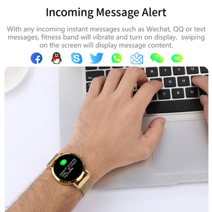 CV08C Bracelet de montre intelligent en acier avec écran couleur TFT de 1,0 pouces, rappel d'appel/surveillance de la fréquence cardiaque/surveillance de la pression artérielle/surveillance du sommeil/surveillance de l'oxygène dans le sang