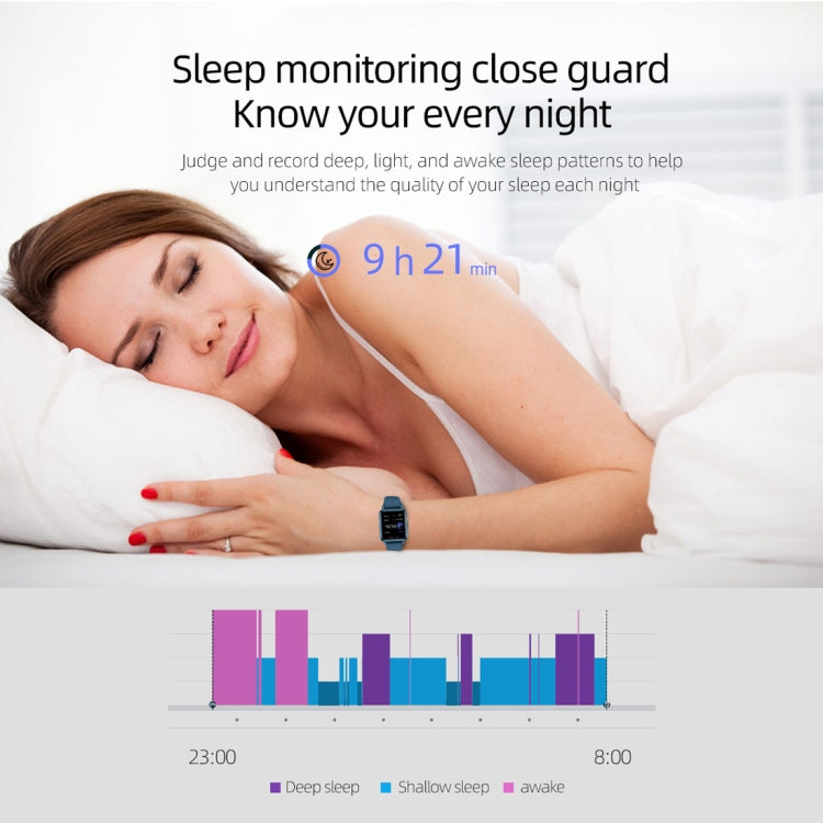 Montre intelligente P8 à écran couleur IPS de 1,3 pouces, prise en charge de la surveillance de la fréquence cardiaque/surveillance de la pression artérielle/surveillance du sommeil/surveillance de l'oxygène dans le sang