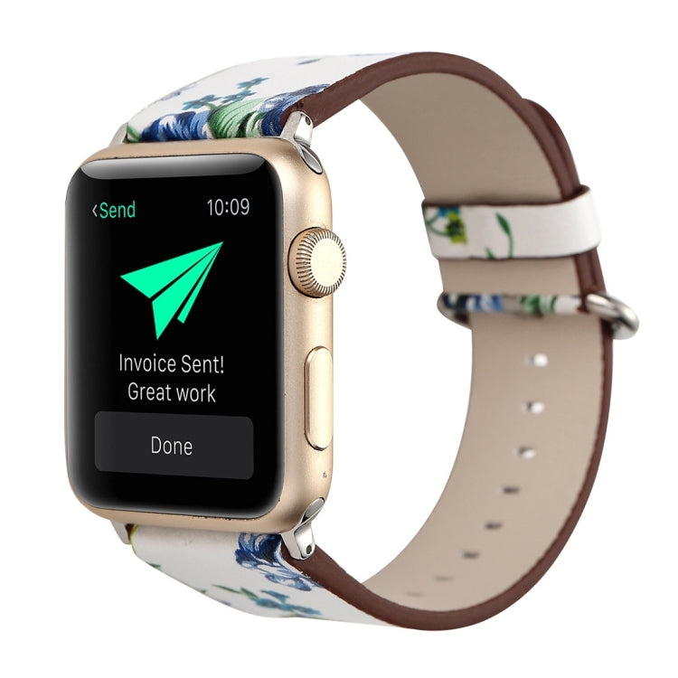 Pour Apple Watch Ultra 49mm / Series 8&7 45mm / SE 2&6&SE&5&4 44mm / 3&2&1 42mm Mode Pastoralisme Style Petit Motif Floral Femmes Montre Bracelet de Montre en Cuir, For 42mm A, For 42mm B, For 42mm C, For 42mm D, For 42mm E, For 42mm F