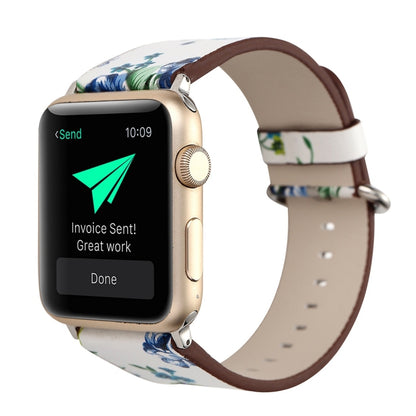 Pour Apple Watch Ultra 49mm / Series 8&7 45mm / SE 2&6&SE&5&4 44mm / 3&2&1 42mm Mode Pastoralisme Style Petit Motif Floral Femmes Montre Bracelet de Montre en Cuir, For 42mm A, For 42mm B, For 42mm C, For 42mm D, For 42mm E, For 42mm F