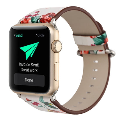 Pour Apple Watch Ultra 49mm / Series 8&7 45mm / SE 2&6&SE&5&4 44mm / 3&2&1 42mm Mode Pastoralisme Style Petit Motif Floral Femmes Montre Bracelet de Montre en Cuir, For 42mm A, For 42mm B, For 42mm C, For 42mm D, For 42mm E, For 42mm F