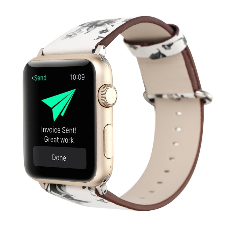 Pour Apple Watch Ultra 49mm / Series 8&7 45mm / SE 2&6&SE&5&4 44mm / 3&2&1 42mm Mode Pastoralisme Style Petit Motif Floral Femmes Montre Bracelet de Montre en Cuir, For 42mm A, For 42mm B, For 42mm C, For 42mm D, For 42mm E, For 42mm F