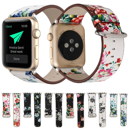 Pour Apple Watch Ultra 49mm / Series 8&7 45mm / SE 2&6&SE&5&4 44mm / 3&2&1 42mm Mode Pastoralisme Style Petit Motif Floral Femmes Montre Bracelet de Montre en Cuir, For 42mm A, For 42mm B, For 42mm C, For 42mm D, For 42mm E, For 42mm F