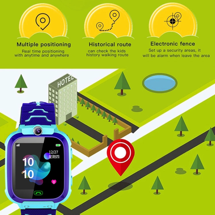 Montre connectée Q12B à écran couleur de 1,44 pouces pour enfants, prise en charge du positionnement LBS / numérotation bidirectionnelle / premiers secours à une touche / surveillance vocale / application Setracker