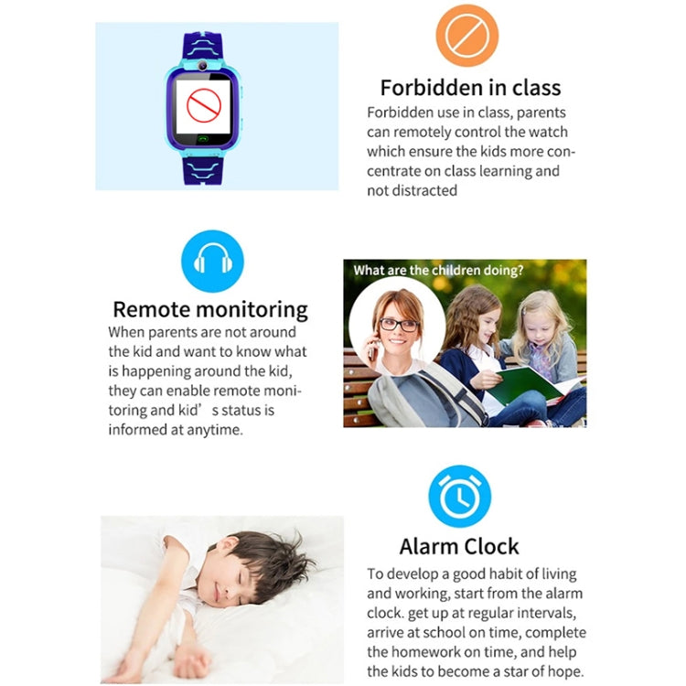 Montre connectée Q12B à écran couleur de 1,44 pouces pour enfants, prise en charge du positionnement LBS / numérotation bidirectionnelle / premiers secours à une touche / surveillance vocale / application Setracker