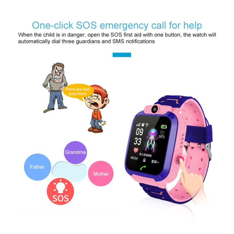 Montre connectée Q120 à écran couleur de 1,44 pouces pour enfants, étanche IP67, prise en charge du positionnement LBS / numérotation bidirectionnelle / premiers secours à une touche / surveillance vocale / application Setracker