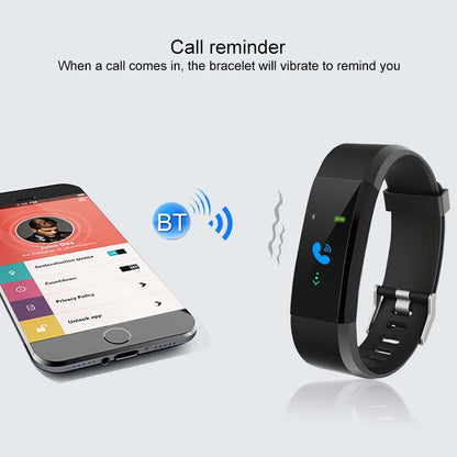 Bracelet intelligent à écran couleur OLED 115Plus de 0,96 pouces, rappel d'appel/surveillance de la fréquence cardiaque/surveillance de la pression artérielle/surveillance du sommeil/rappel de sédentarité