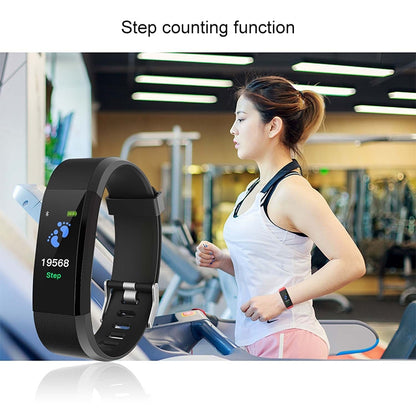Bracelet intelligent à écran couleur OLED 115Plus de 0,96 pouces, rappel d'appel/surveillance de la fréquence cardiaque/surveillance de la pression artérielle/surveillance du sommeil/rappel de sédentarité