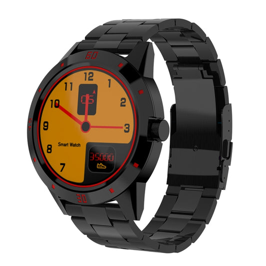 Montre intelligente N6 Écran TFT 1,3 pouces MTK2502C Bluetooth4.0, bracelet de montre en acier inoxydable, moniteur de fréquence cardiaque, podomètre, moniteur de sommeil et rappel de sédentarité, Stainless Steel Watch Strap/Black