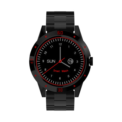 Montre intelligente N6 Écran TFT 1,3 pouces MTK2502C Bluetooth4.0, bracelet de montre en acier inoxydable, moniteur de fréquence cardiaque, podomètre, moniteur de sommeil et rappel de sédentarité, Stainless Steel Watch Strap/Black                      ...