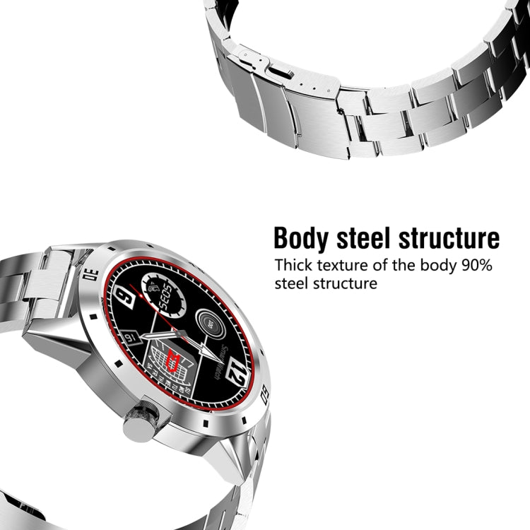 Montre intelligente N6 Écran TFT 1,3 pouces MTK2502C Bluetooth4.0, bracelet de montre en acier inoxydable, moniteur de fréquence cardiaque, podomètre, moniteur de sommeil et rappel de sédentarité, Stainless Steel Watch Strap/Black                      ...