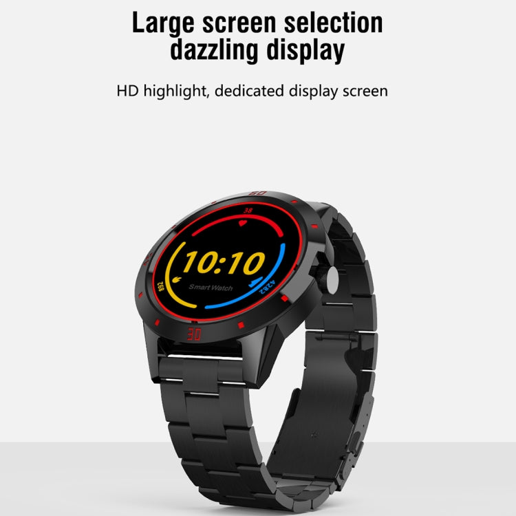 Montre intelligente N6 Écran TFT 1,3 pouces MTK2502C Bluetooth4.0, bracelet de montre en acier inoxydable, moniteur de fréquence cardiaque, podomètre, moniteur de sommeil et rappel de sédentarité, Stainless Steel Watch Strap/Black                      ...