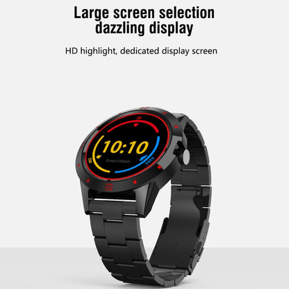 Montre intelligente N6 Écran TFT 1,3 pouces MTK2502C Bluetooth4.0, bracelet de montre en acier inoxydable, moniteur de fréquence cardiaque, podomètre, moniteur de sommeil et rappel de sédentarité, Stainless Steel Watch Strap/Black                      ...