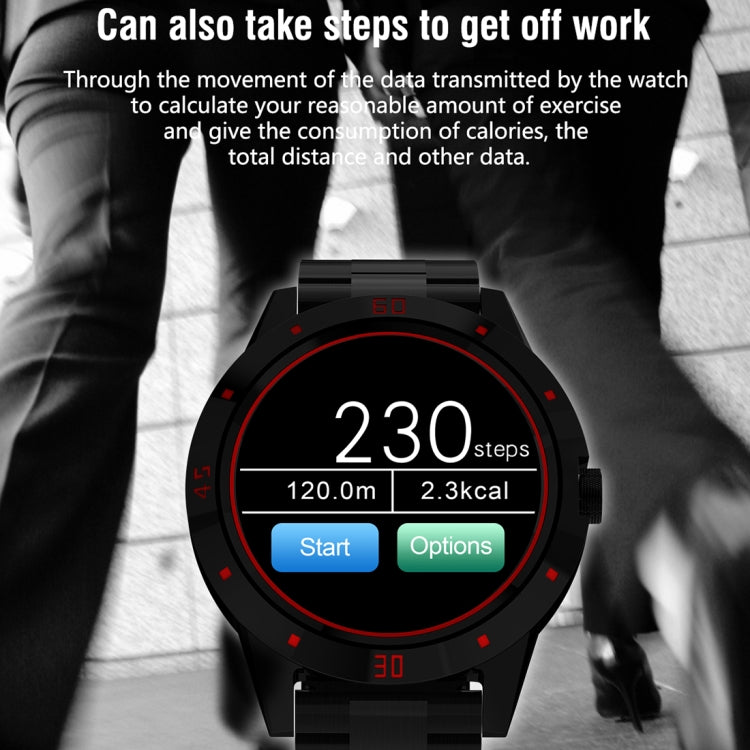 Montre intelligente N6 Écran TFT 1,3 pouces MTK2502C Bluetooth4.0, bracelet de montre en acier inoxydable, moniteur de fréquence cardiaque, podomètre, moniteur de sommeil et rappel de sédentarité, Stainless Steel Watch Strap/Black                      ...