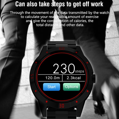 Montre intelligente N6 Écran TFT 1,3 pouces MTK2502C Bluetooth4.0, bracelet de montre en acier inoxydable, moniteur de fréquence cardiaque, podomètre, moniteur de sommeil et rappel de sédentarité, Stainless Steel Watch Strap/Black                      ...