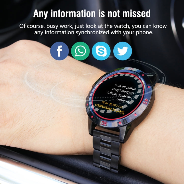 Montre intelligente N6 Écran TFT 1,3 pouces MTK2502C Bluetooth4.0, bracelet de montre en acier inoxydable, moniteur de fréquence cardiaque, podomètre, moniteur de sommeil et rappel de sédentarité, Stainless Steel Watch Strap/Black                      ...