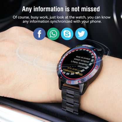 Montre intelligente N6 Écran TFT 1,3 pouces MTK2502C Bluetooth4.0, bracelet de montre en acier inoxydable, moniteur de fréquence cardiaque, podomètre, moniteur de sommeil et rappel de sédentarité, Stainless Steel Watch Strap/Black                      ...