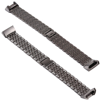 Pour Fitbit Charge 3 Bracelet de montre en acier inoxydable serti de diamants