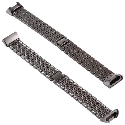 Pour Fitbit Charge 3 Bracelet de montre en acier inoxydable serti de diamants