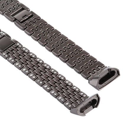 Pour Fitbit Charge 3 Bracelet de montre en acier inoxydable serti de diamants