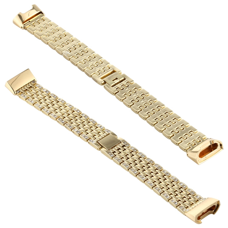 Pour Fitbit Charge 3 Bracelet de montre en acier inoxydable serti de diamants