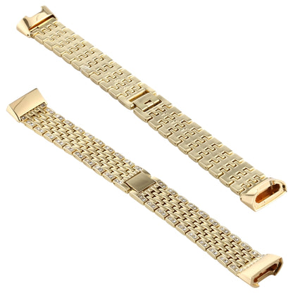 Pour Fitbit Charge 3 Bracelet de montre en acier inoxydable serti de diamants