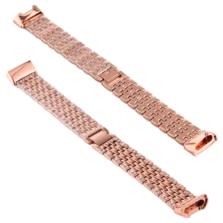 Pour Fitbit Charge 3 Bracelet de montre en acier inoxydable serti de diamants