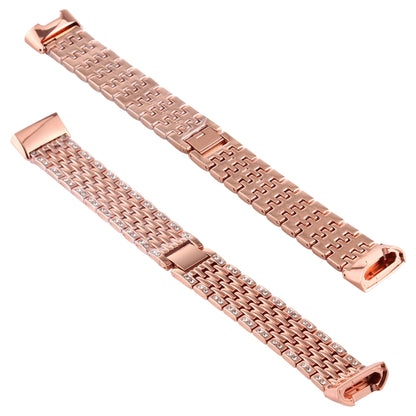 Pour Fitbit Charge 3 Bracelet de montre en acier inoxydable serti de diamants