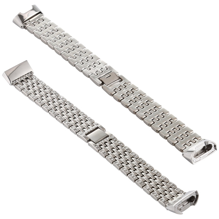 Pour Fitbit Charge 3 Bracelet de montre en acier inoxydable serti de diamants