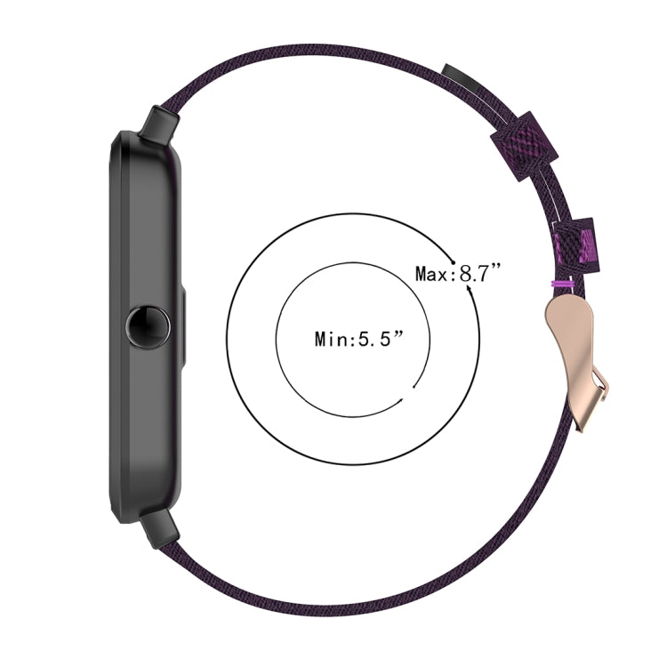 Bracelet de montre en nylon tissé à rayures de 20 mm pour Huami Amazfit GTR 42 mm / GTS / BIP / BIP Lite