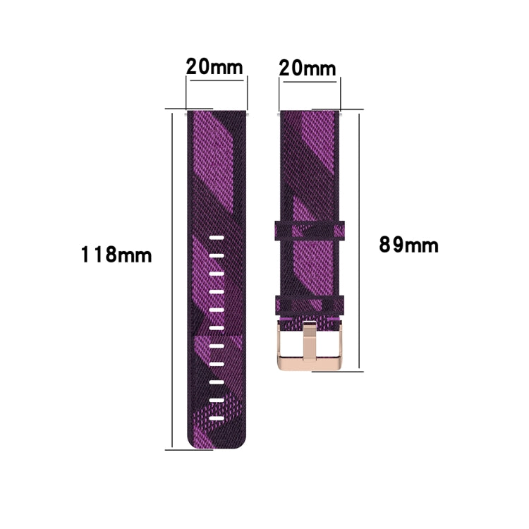 Bracelet de montre en Nylon tissé à rayures de 20mm, pour Garmin Venu, Vivomove 3, Vivoactive 3, Forerunner 245/645