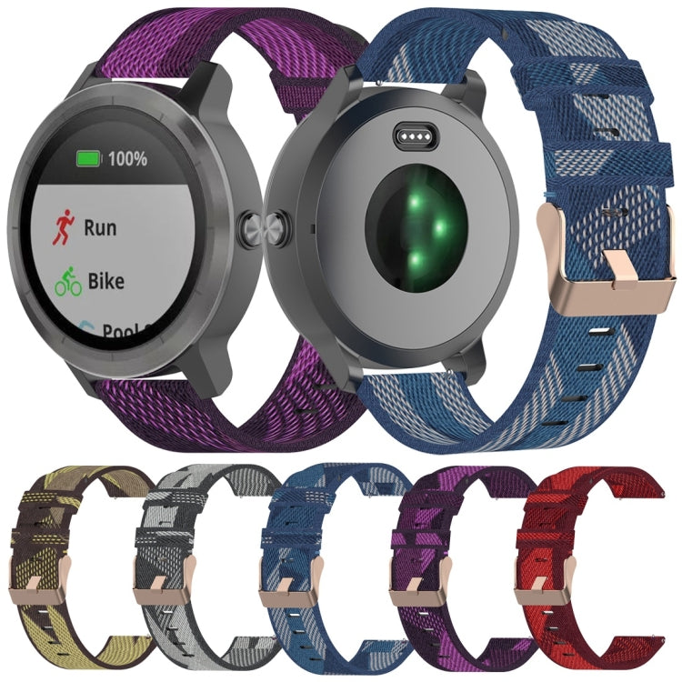 Bracelet de montre en Nylon tissé à rayures de 20mm, pour Garmin Venu, Vivomove 3, Vivoactive 3, Forerunner 245/645